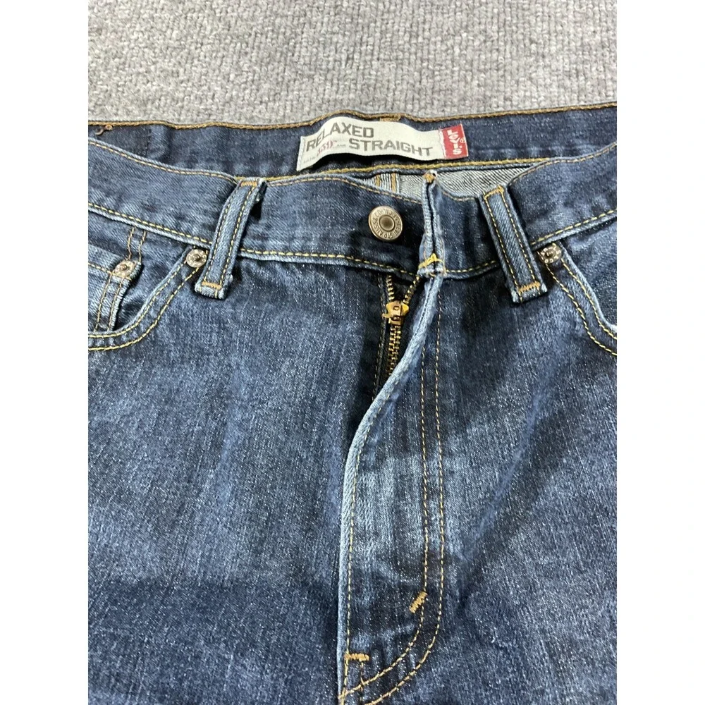 Levi's 559 Denim Shorts 34x34 Relaxed Straight Cut Off Distressed Mens Blue Jean